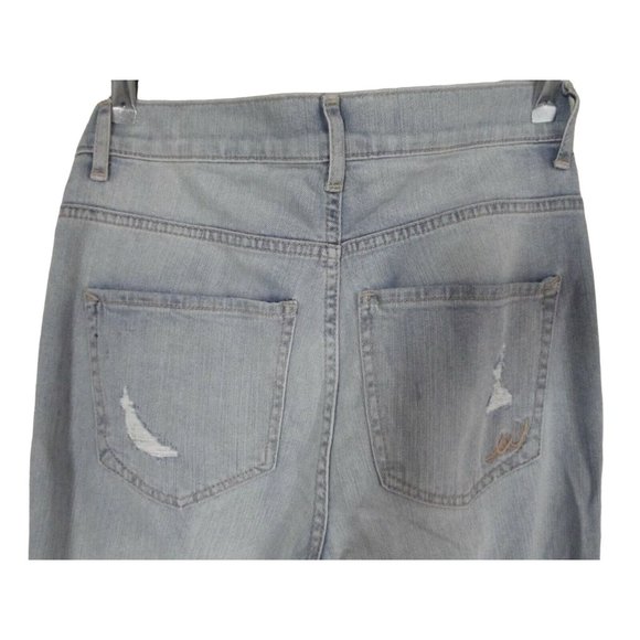 Express Size 2 Light Distressed Bell Crop High Rise Released Hems Jeans - Picture 8 of 10